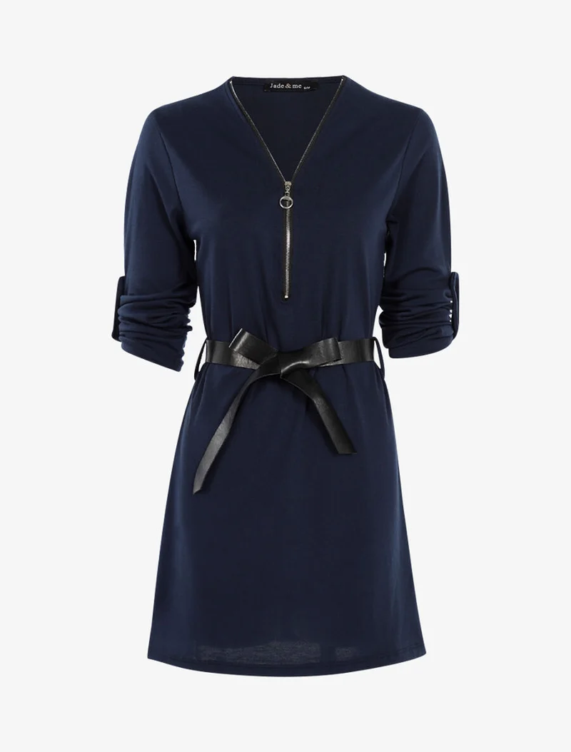 Robe à encolure zippée - Marine