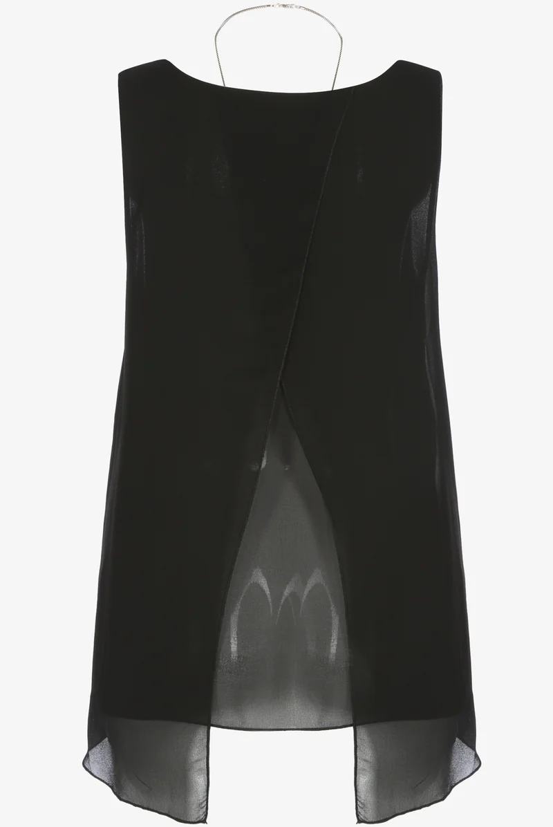 Top à dos fendu en voile doublé - Noir