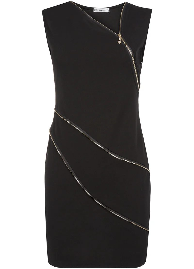 Robe à zips en biais - Noir