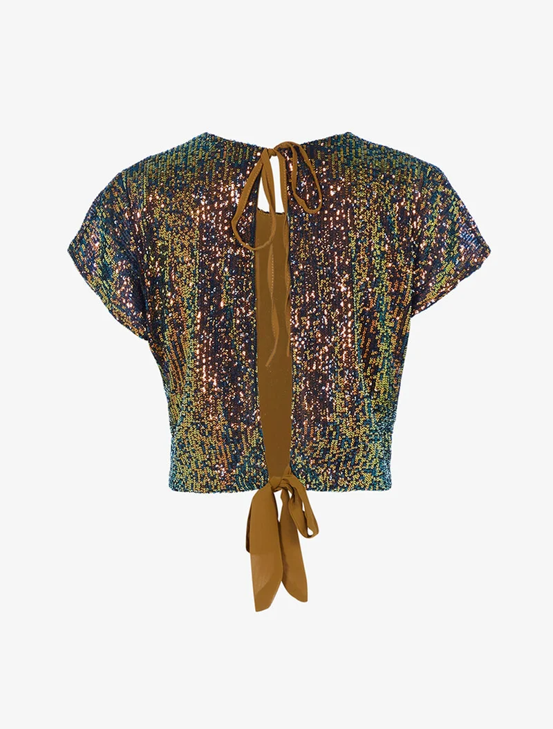 Crop top en sequins multicouleur - Multi/marron