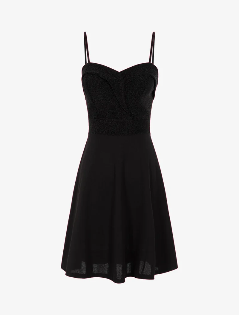 Robe patineuse à bustier pailleté - Noir