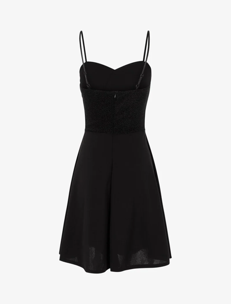 Robe patineuse à bustier pailleté - Noir