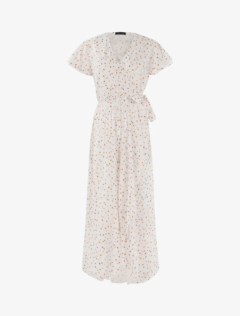 Robe à imprimé paquerettes - Écru