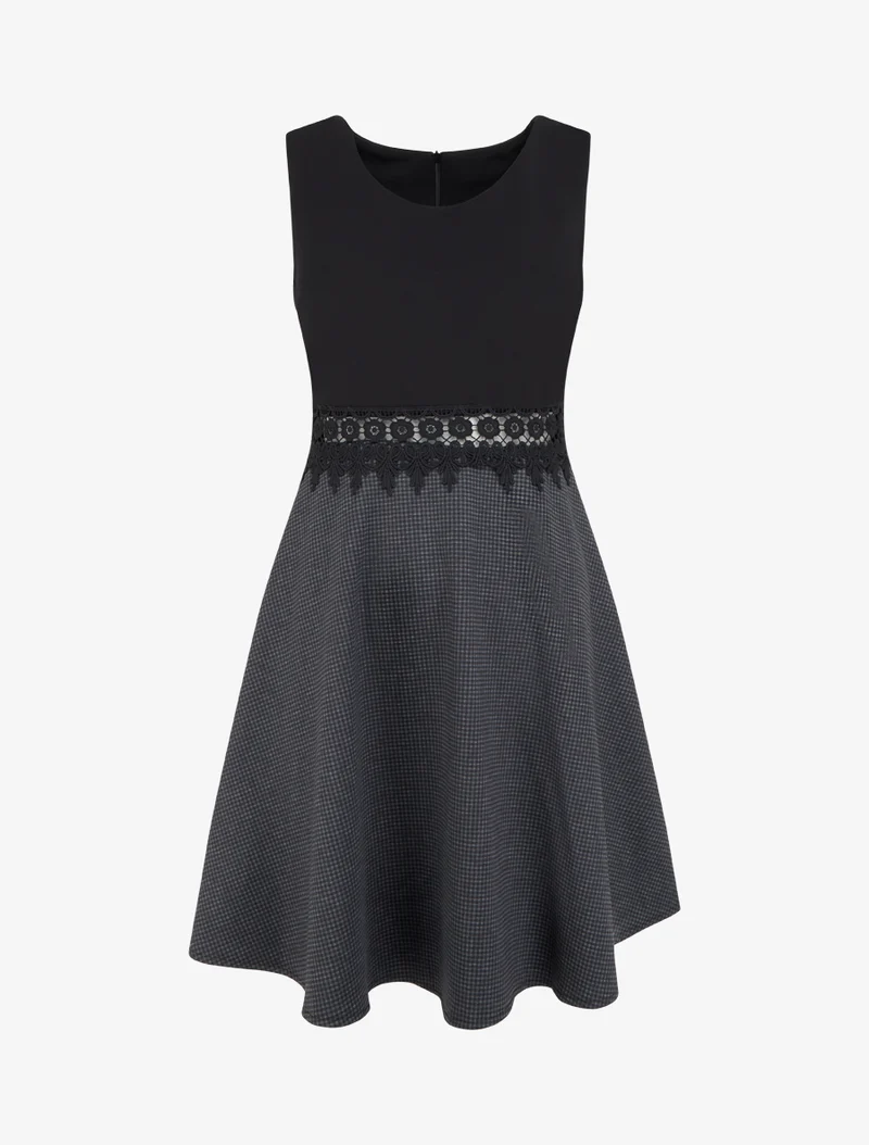 Robe basic taille dentelle - Noir
