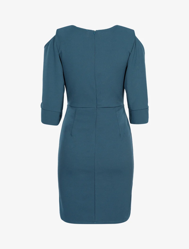Robe à manches boutonnées - Bleu canard