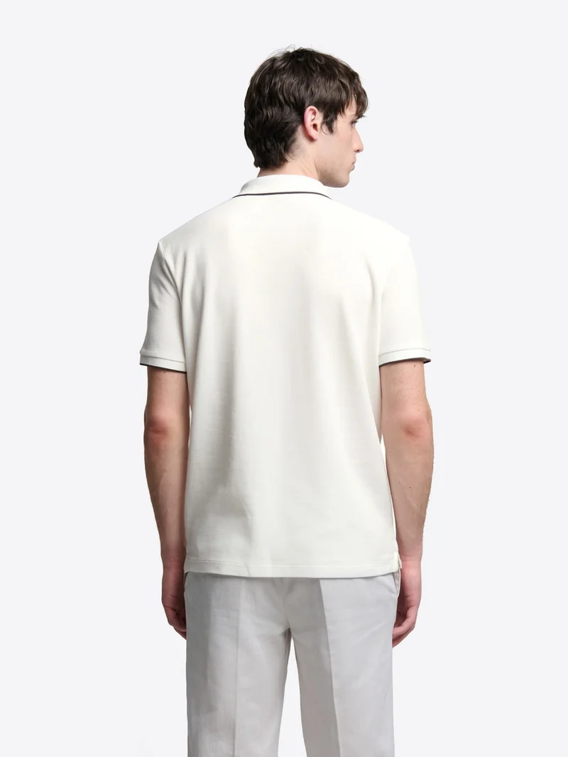 Polo col ouvert contrasté en coton