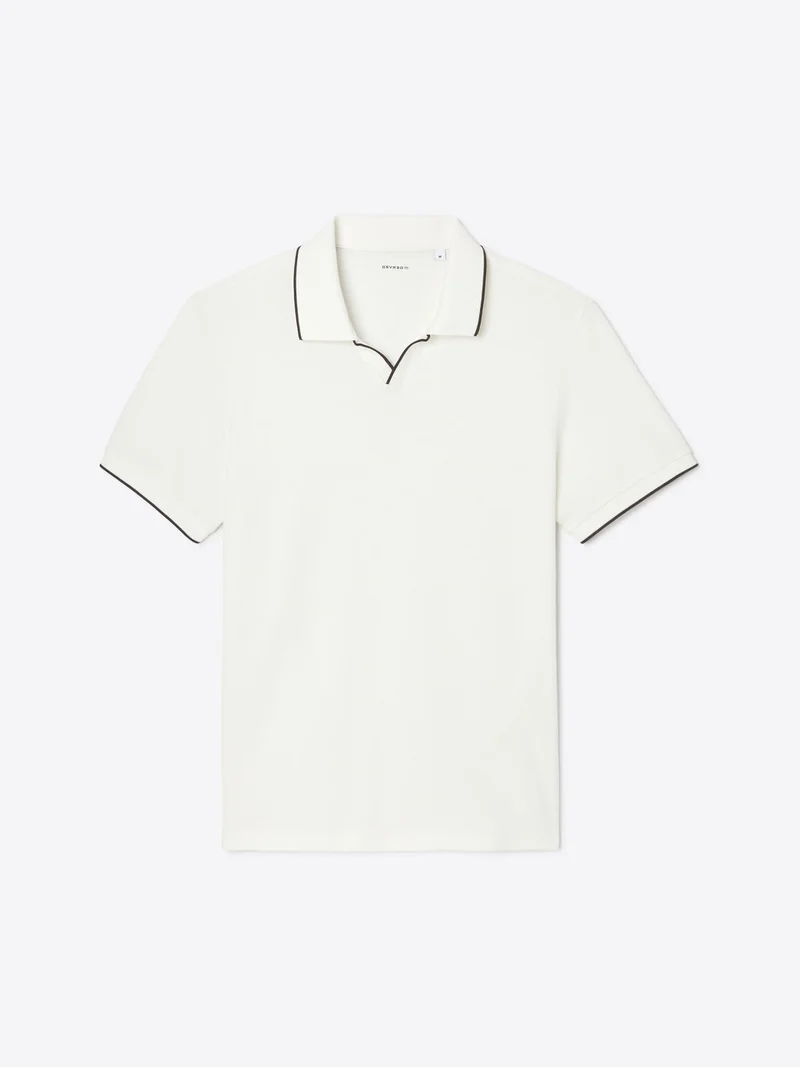Polo col ouvert contrasté en coton
