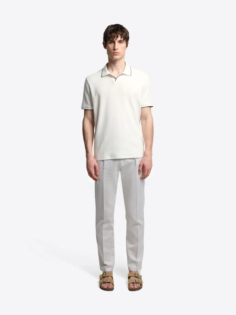 Polo col ouvert contrasté en coton