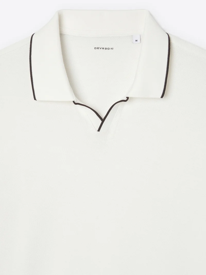 Polo col ouvert contrasté en coton