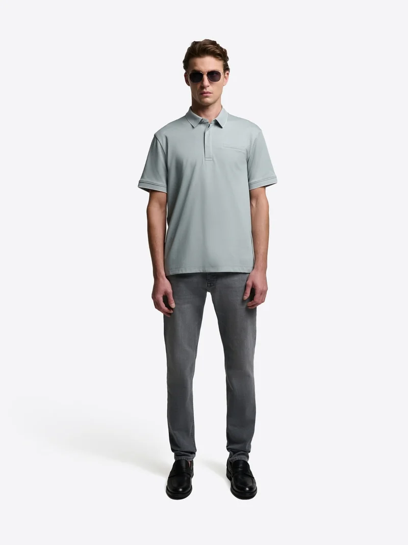 Polo col boutonné maille chinée