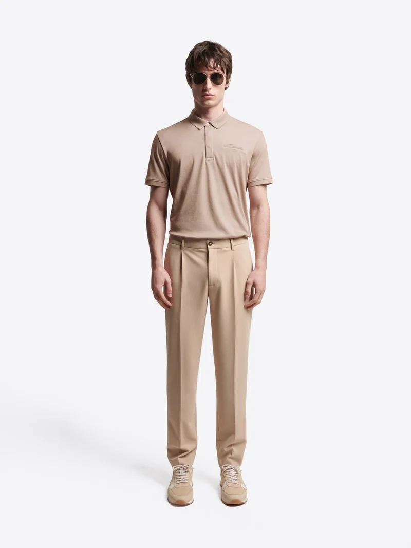 Polo col boutonné maille chinée