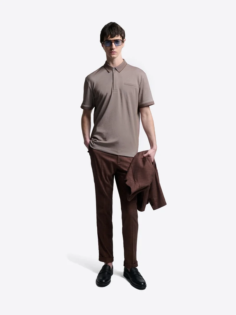 Polo col boutonné maille chinée