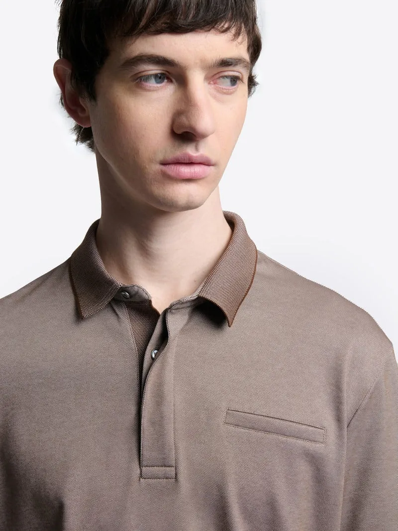Polo col boutonné maille chinée