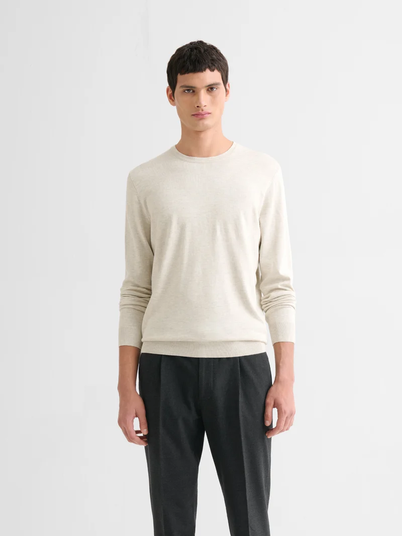 Pull col rond en jersey