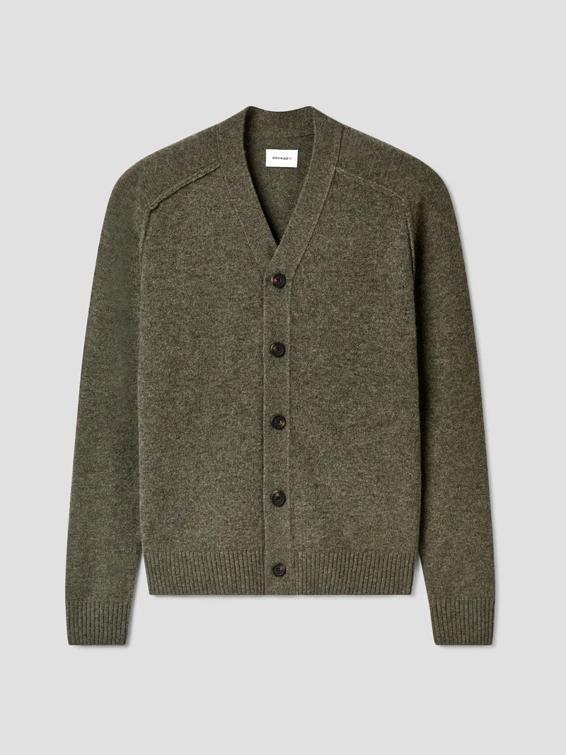 Cardigan boutonné en laine certifiée