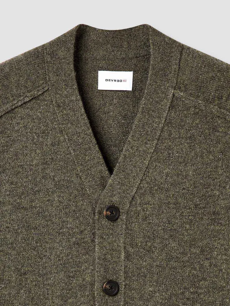 Cardigan boutonné en laine certifiée