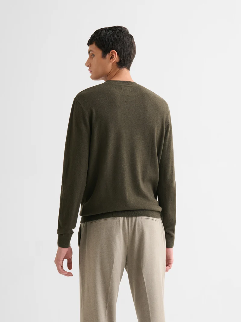 Pull col rond en laine et cachemire