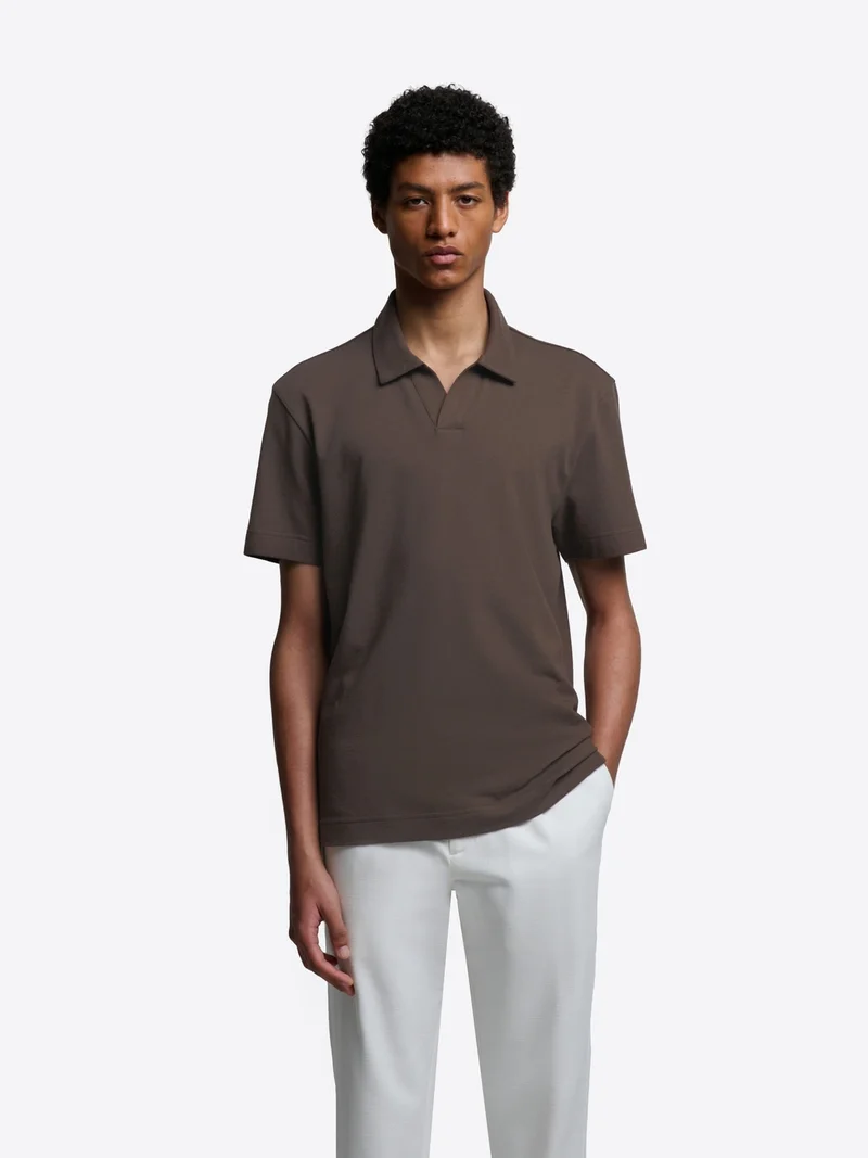 Polo col ouvert en coton