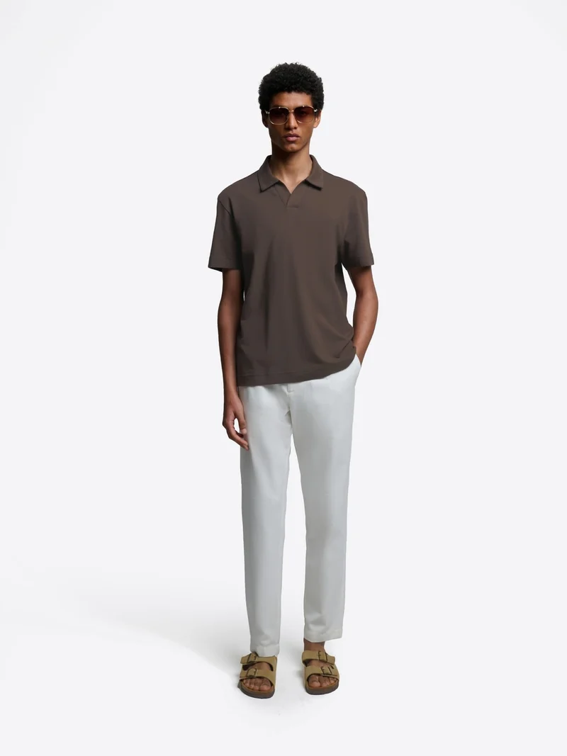 Polo col ouvert en coton