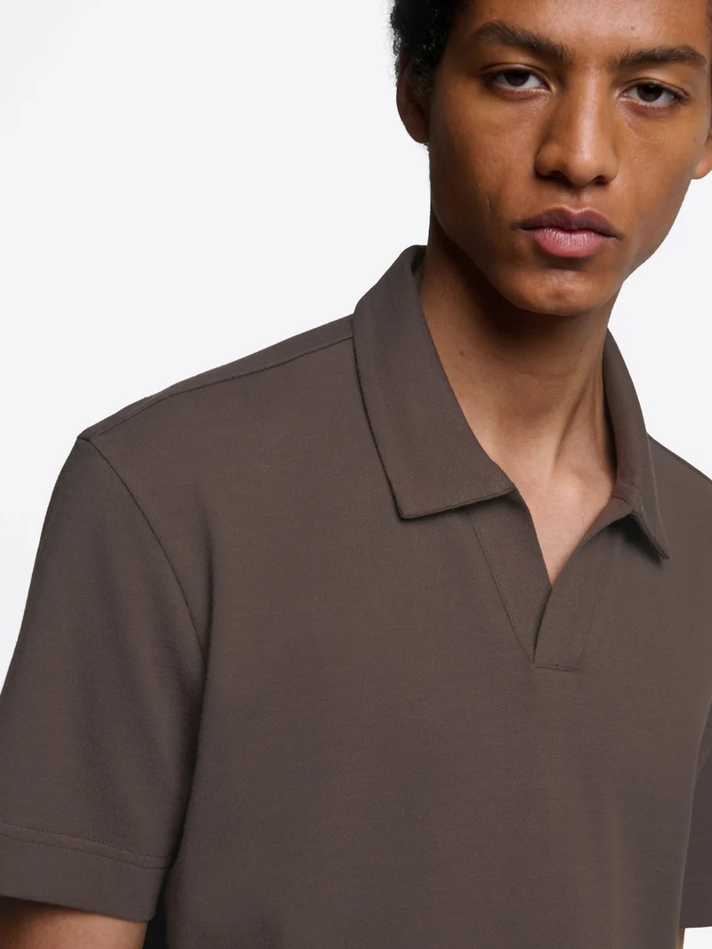Polo col ouvert en coton