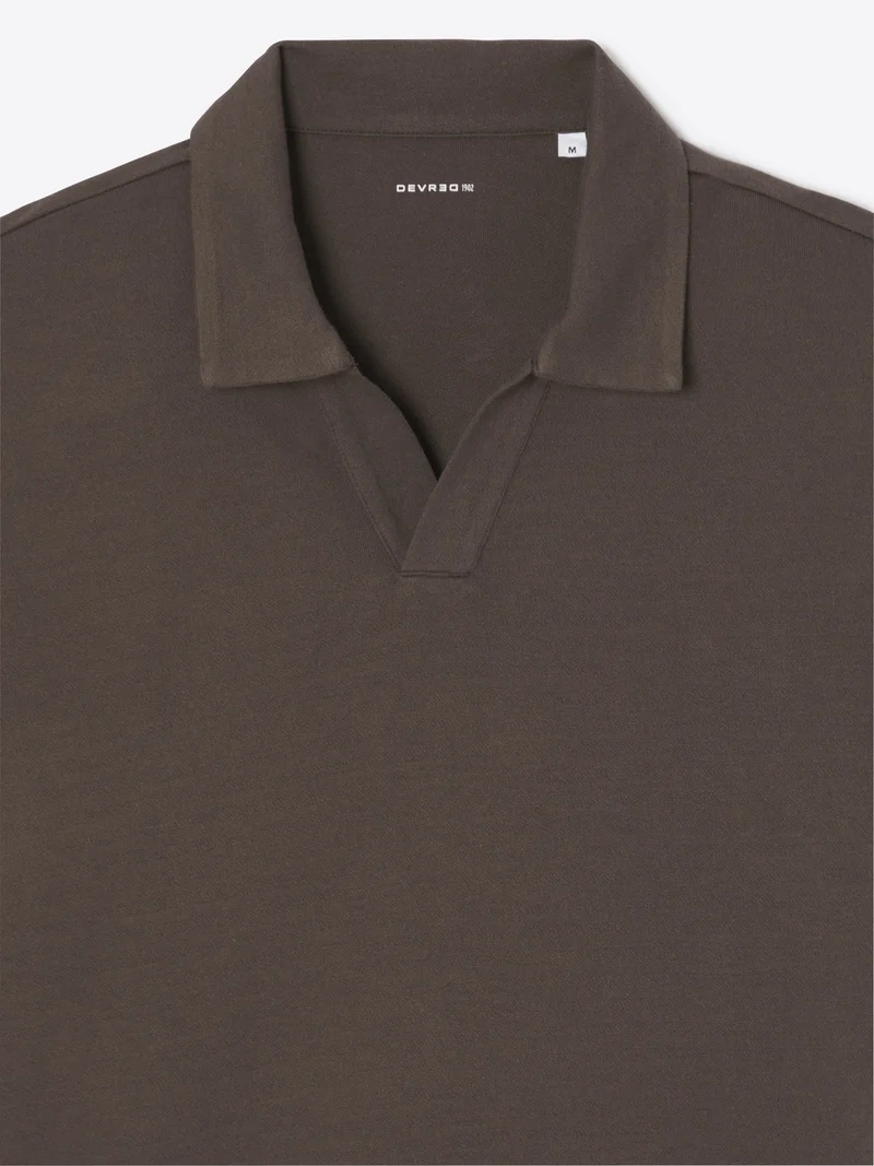 Polo col ouvert en coton