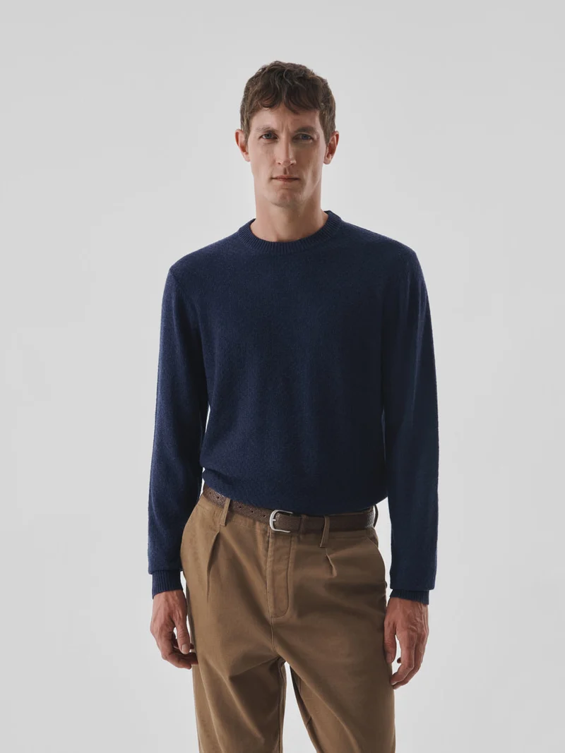 Pull col rond effet damier