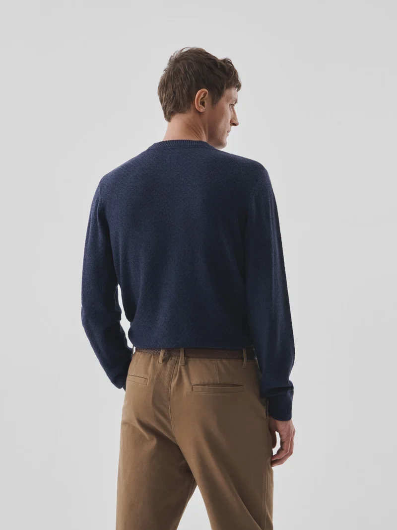 Pull col rond effet damier