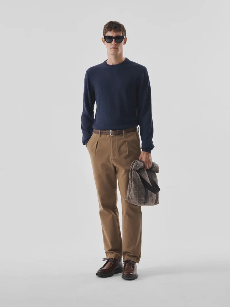 Pull col rond effet damier
