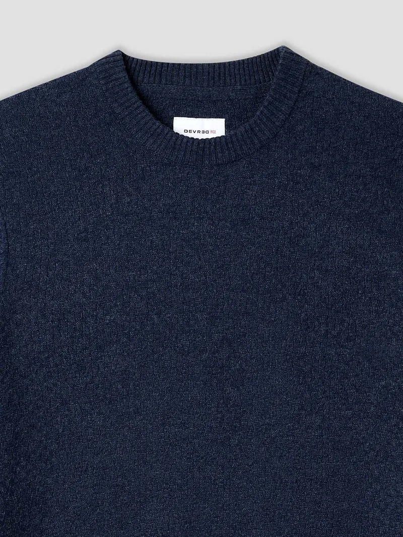 Pull col rond effet damier