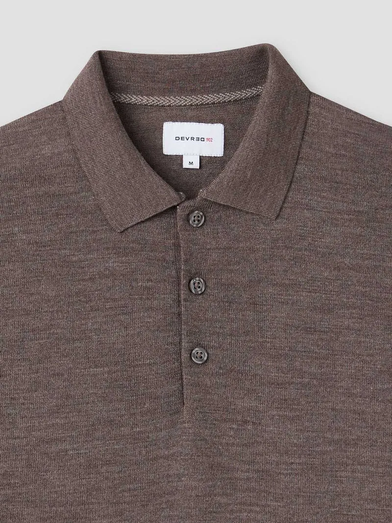 Polo boutonné en laine Mérinos