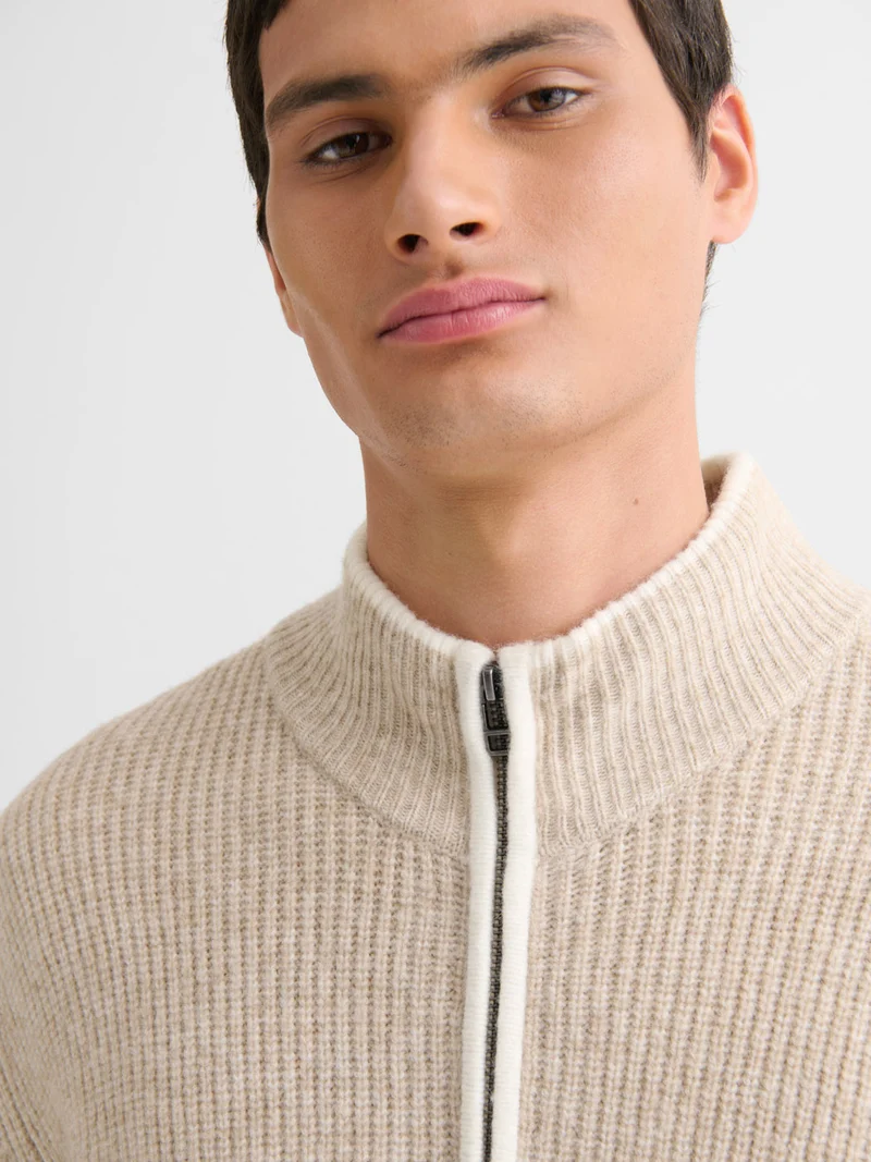 Cardigan zippé bicolore