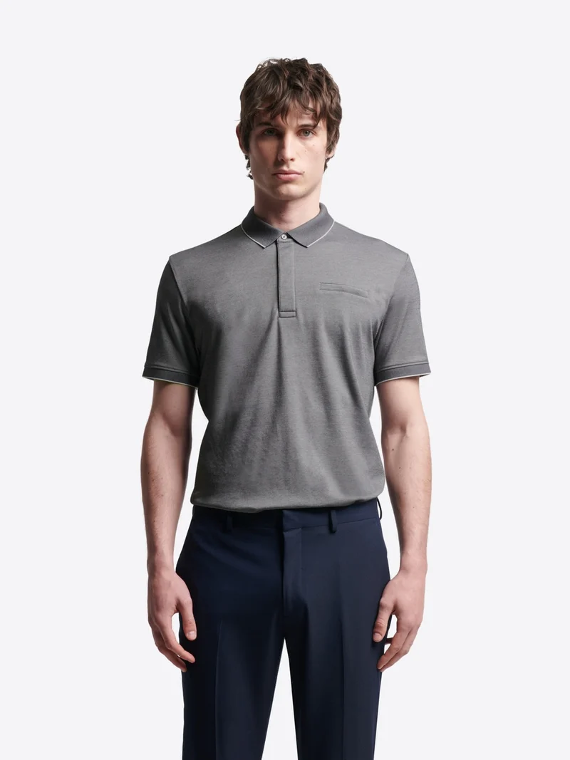 Polo col boutonné maille chinée