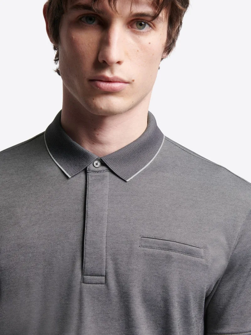 Polo col boutonné maille chinée