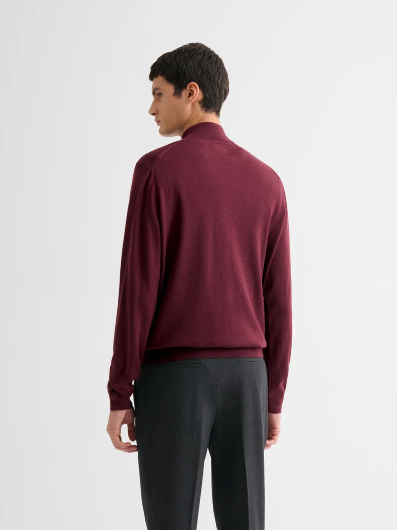 Pull col cheminée en laine Mérinos