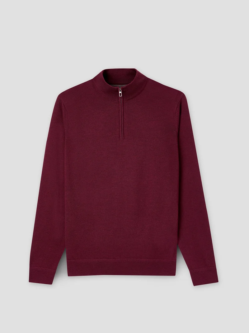 Pull col cheminée en laine Mérinos