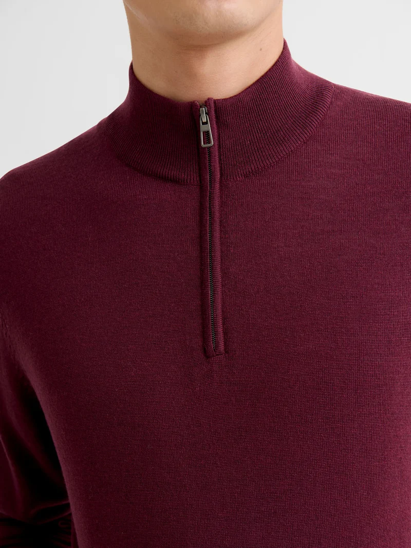 Pull col cheminée en laine Mérinos