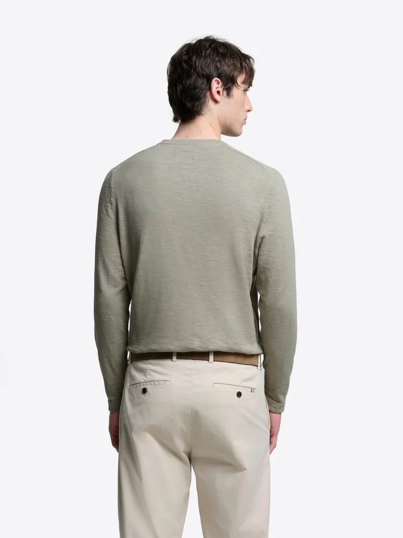 Pull col tunisien en coton flammé