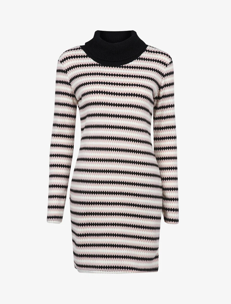 Robe pull à bandes graphiques - Rose