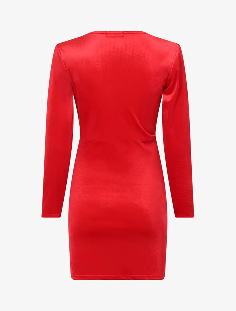 Tunique style robe effet velours - Rouge