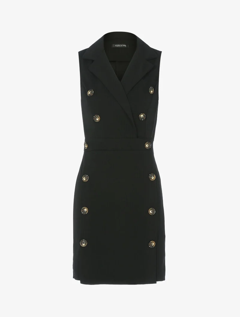 Robe portefeuille à boutons contrastants - Noir