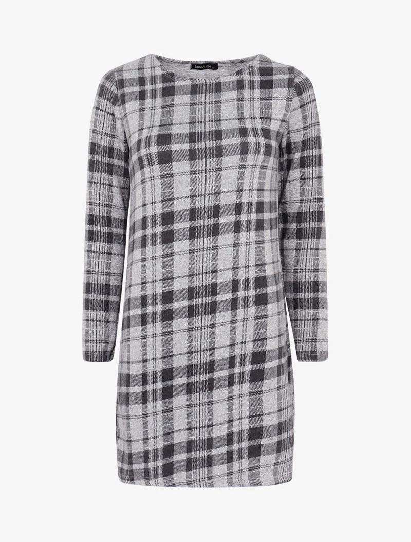 Robe à imprimé tartan - Gris clair