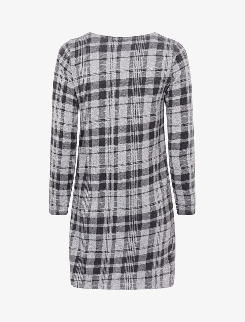 Robe à imprimé tartan - Gris clair
