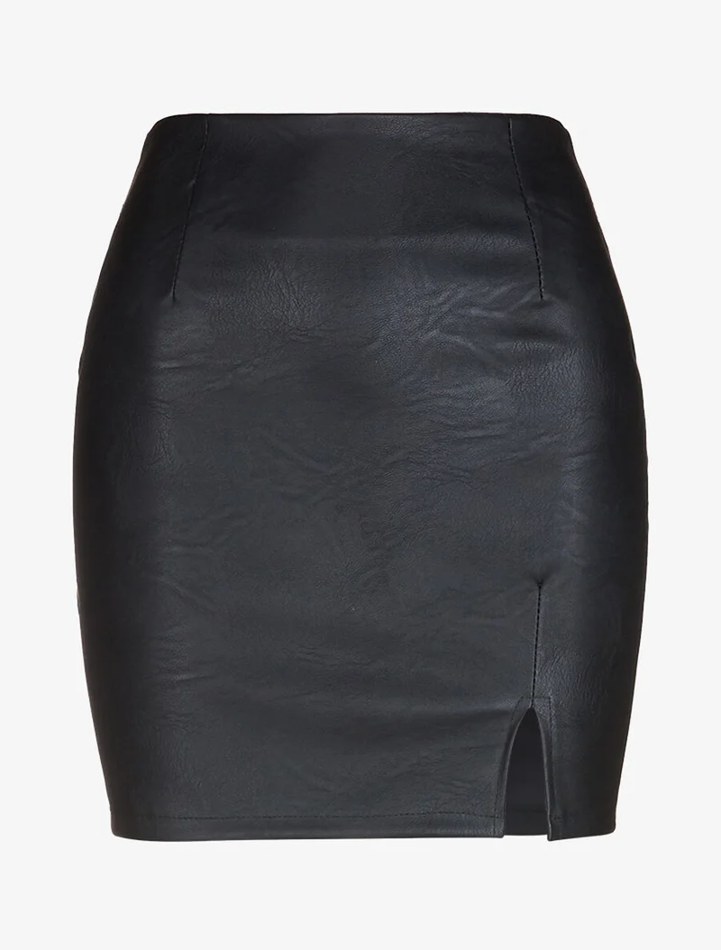 Jupe basique en simili - Noir