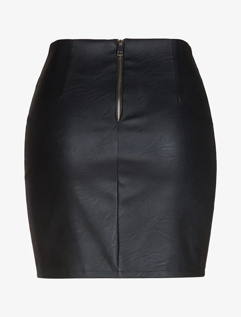 Jupe basique en simili - Noir