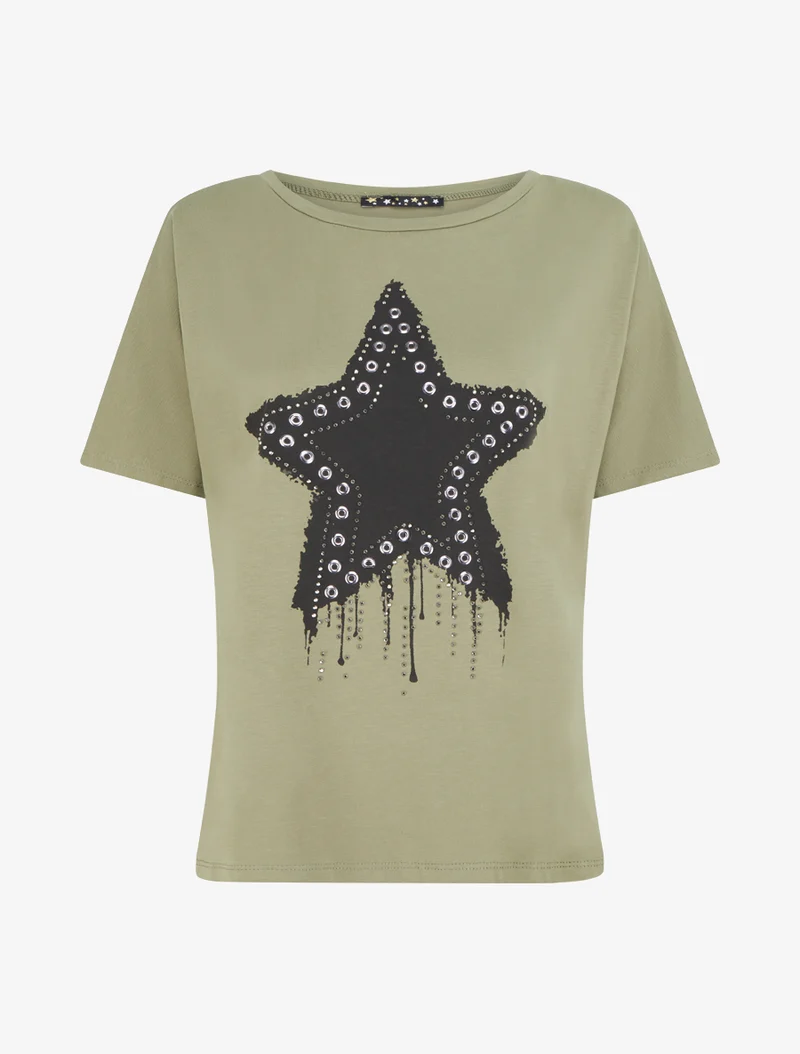 T-shirt large étoile - Kaki