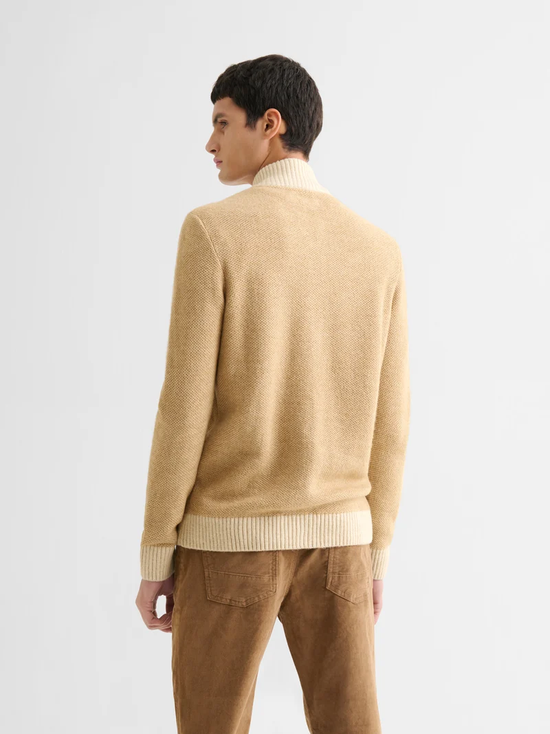 Cardigan col montant bicolore