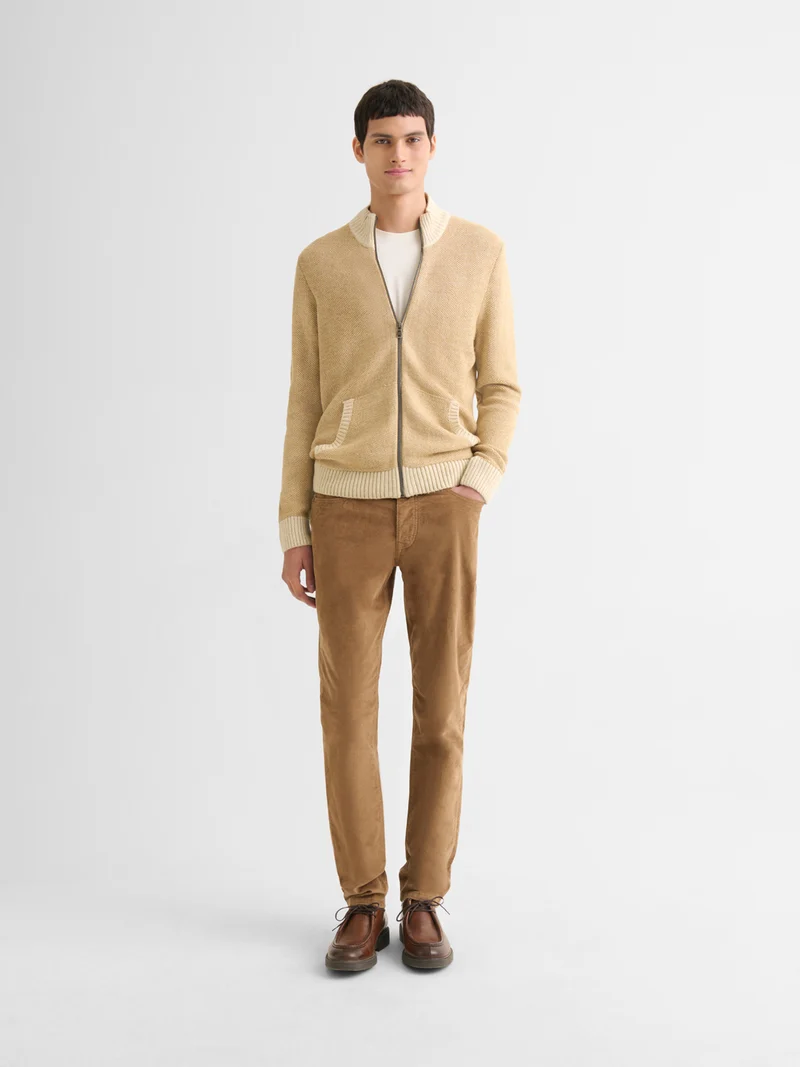 Cardigan col montant bicolore