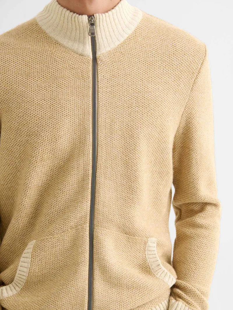 Cardigan col montant bicolore