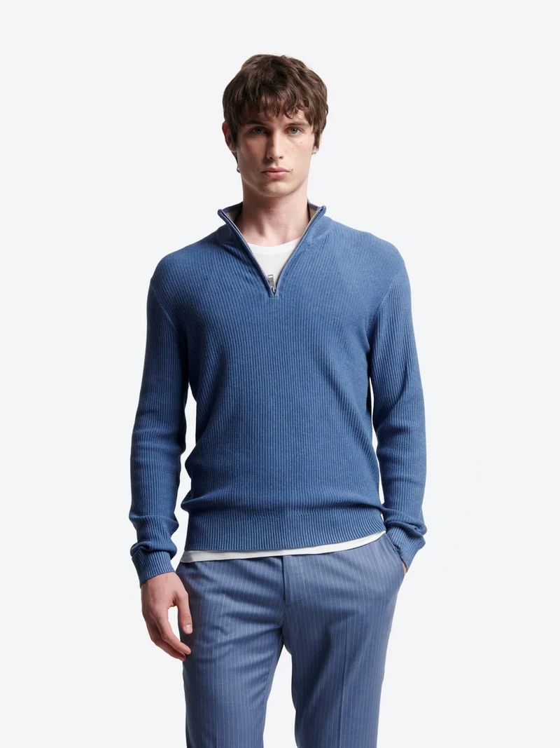 Pull col cheminée zip viscose certifiée