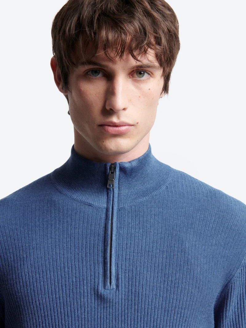 Pull col cheminée zip viscose certifiée